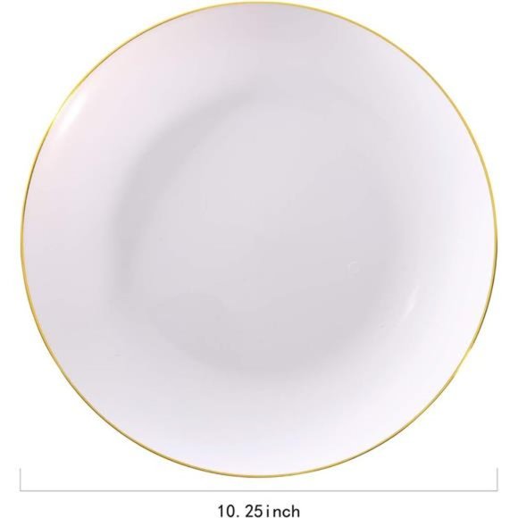 100 Pieces Gold Plastic Plates - 10.25inch Gold Dinner Plates - Heavyweight - Picture 6 of 7